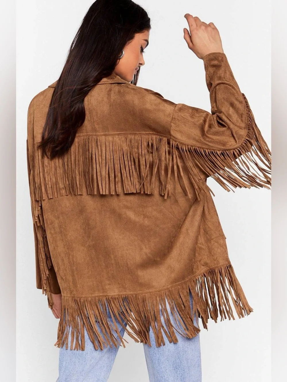 Nasty Gal Faux Suede Fringe Jacket NWT - Picture 3 of 9